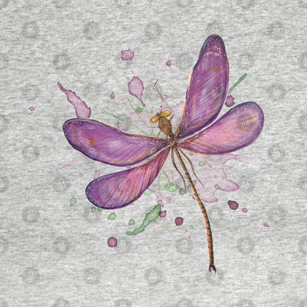 Dragonfly Pink Watercolor by TLSDesigns